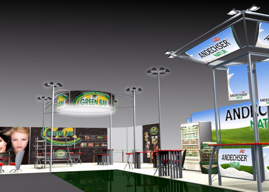 Excibition Booths for Green Bay & Amalthia at Ecofestival Helexpo 3D | Art & Design Group