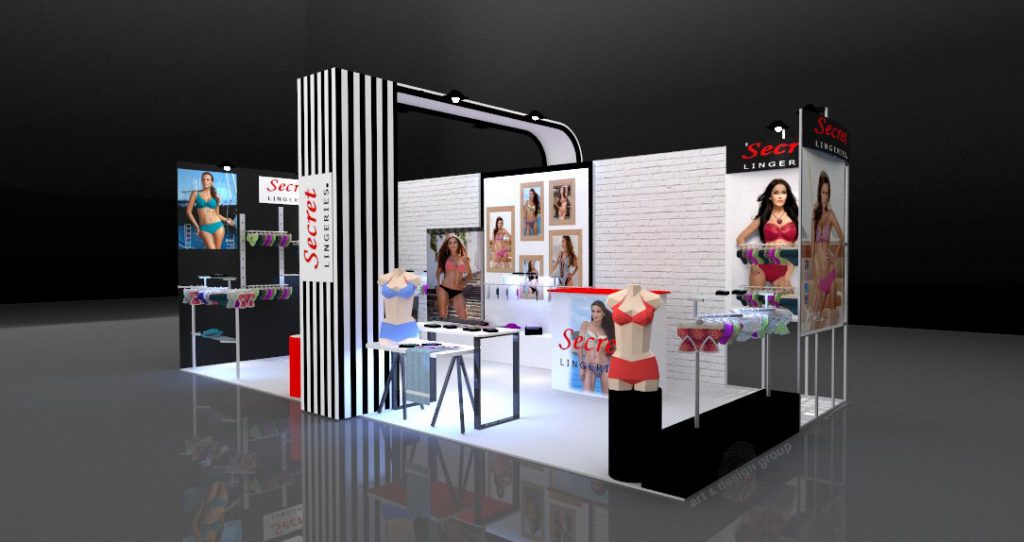 lingeries black and red exhibition booth | Art & Design Group