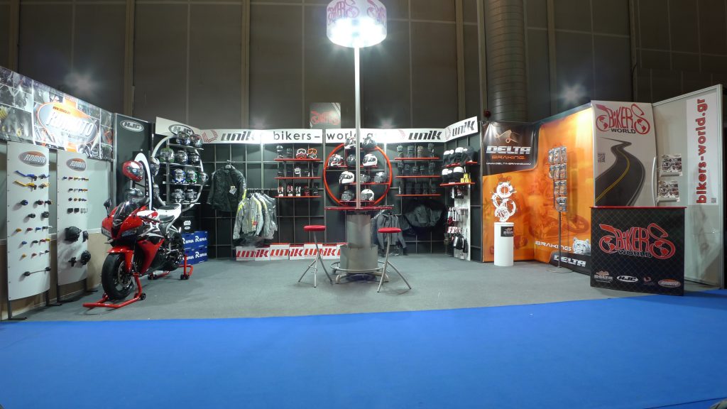 Εκθεσιακό περίπτερο της εταιρείας Bikers World στην έκθεση Μοτοσυκλέτας 2017